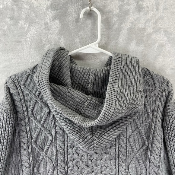 L.L. Bean Signature Hoodie women's Large Fisherman Sweater Cable Knit Pullover - Picture 12 of 13